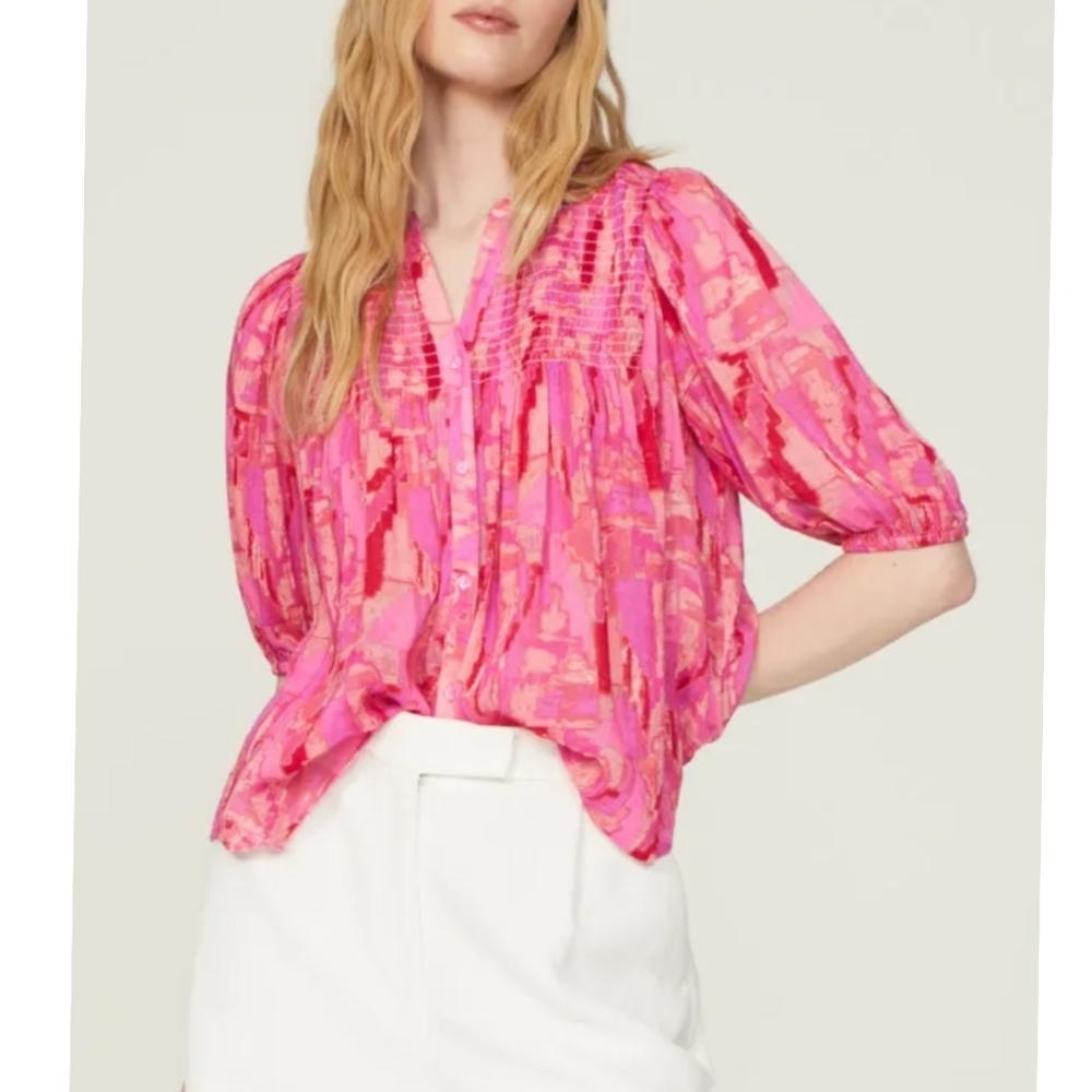 Ba&sh Teodor Puff Sleeve Blouse In Pink